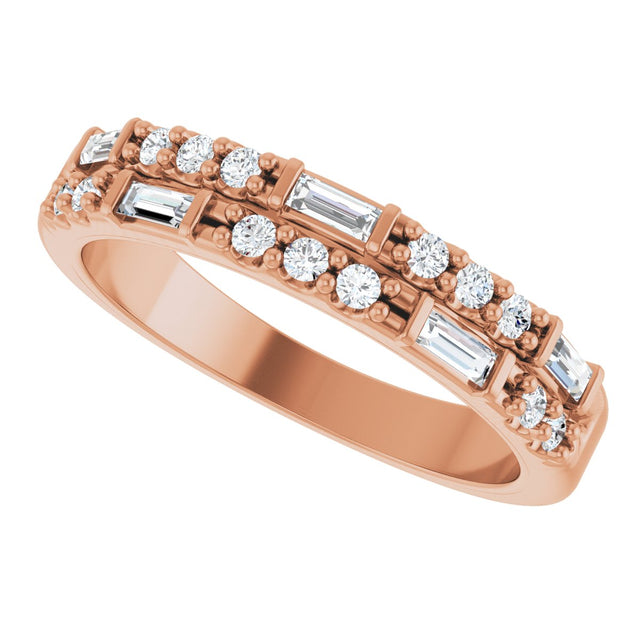 14K Gold Straight Baguette Natural Diamond Anniversary Band – 1/3 CTW - Rose Gold - view 5