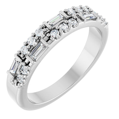 14K Gold Straight Baguette Natural Diamond Anniversary Band – 1/3 CTW - White Gold