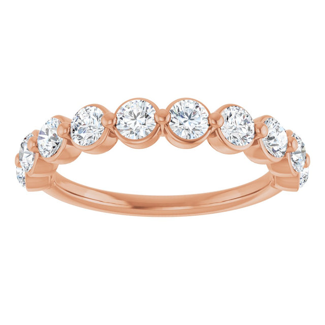 14K Gold Natural Diamond Shared-Prong Anniversary Band – 5/8–9/10 CTW - Rose Gold - view 8