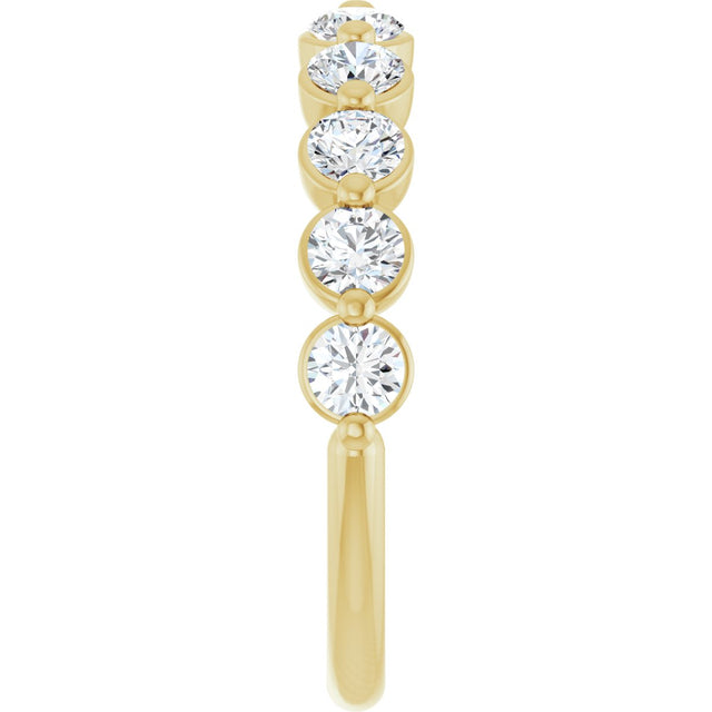 14K Gold Natural Diamond Shared-Prong Anniversary Band – 5/8–9/10 CTW - Yellow Gold - view 9