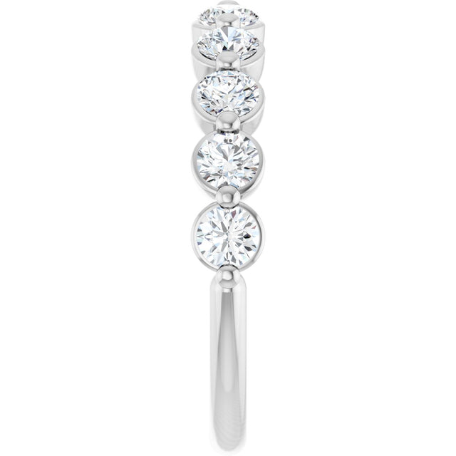 14K Gold Natural Diamond Shared-Prong Anniversary Band – 5/8–9/10 CTW - White Gold - view 9