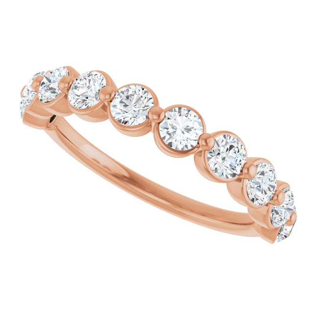 14K Gold Natural Diamond Shared-Prong Anniversary Band – 5/8–9/10 CTW - Rose Gold - view 10