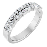 14K Gold Straight Baguette Natural Diamond Double Row Anniversary Band – 1/3 CTW - White Gold