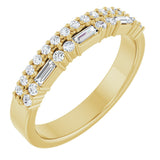 14K Gold Straight Baguette Natural Diamond Double Row Anniversary Band – 1/3 CTW - Yellow Gold