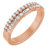 14K Gold Straight Baguette Natural Diamond Double Row Anniversary Band – 1/3 CTW - Rose Gold