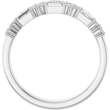 Platinum Straight Baguette Natural Diamond Double Row Anniversary Band – 1/3 CTW - view 2