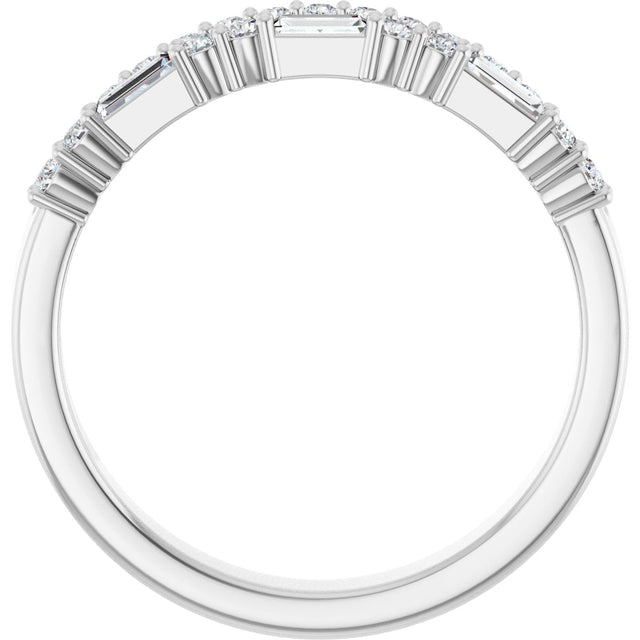 14K Gold Straight Baguette Natural Diamond Double Row Anniversary Band – 1/3 CTW - White Gold - view 2