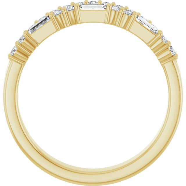 14K Gold Straight Baguette Natural Diamond Double Row Anniversary Band – 1/3 CTW - Yellow Gold - view 2