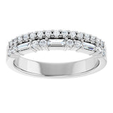 Platinum Straight Baguette Natural Diamond Double Row Anniversary Band – 1/3 CTW - view 3