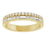 14K Gold Straight Baguette Natural Diamond Double Row Anniversary Band – 1/3 CTW - Yellow Gold - view 3
