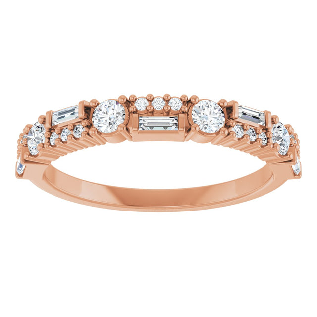 14K Gold Round Natural Diamond Anniversary Band – 3/8 CTW (Style 126383) - Rose Gold - view 3