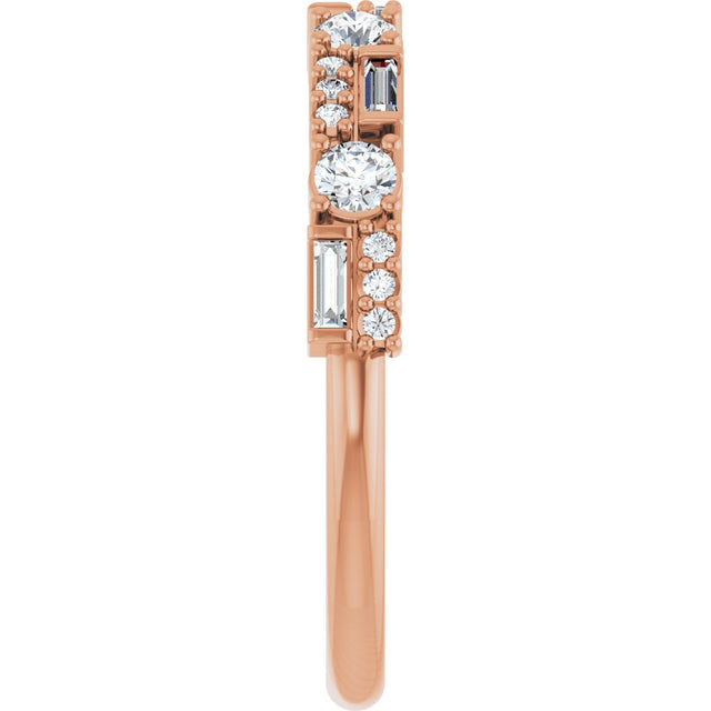 14K Gold Round Natural Diamond Anniversary Band – 3/8 CTW (Style 126383) - Rose Gold - view 4