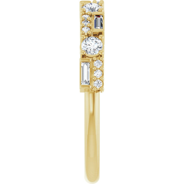 14K Gold Round Natural Diamond Anniversary Band – 3/8 CTW (Style 126383) - Yellow Gold - view 4