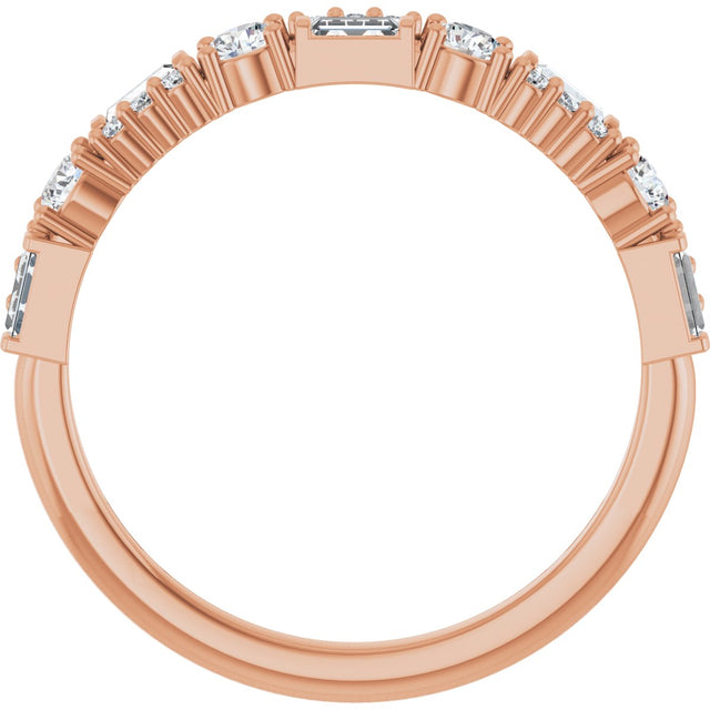 14K Gold Round Natural Diamond Anniversary Band – 3/8 CTW (Style 126383) - Rose Gold - view 2