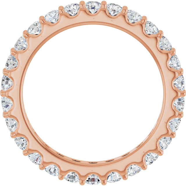 14K Gold Round Natural Diamond Shared-Prong Eternity Band – 2.5 mm Stones (1 3/8–1 1/2 CTW) .0 - Rose Gold - view 2