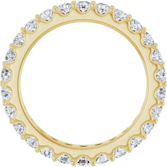 14K Gold Round Natural Diamond Shared-Prong Eternity Band – 2.5 mm Stones (1 3/8–1 1/2 CTW) .0 - Yellow Gold - view 2