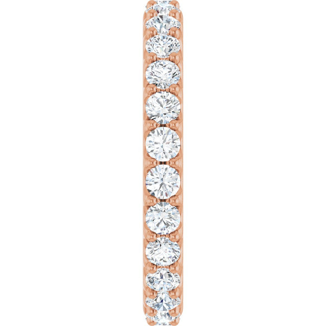 14K Gold Round Natural Diamond Shared-Prong Eternity Band – 2.5 mm Stones (1 3/8–1 1/2 CTW) .0 - Rose Gold - view 4
