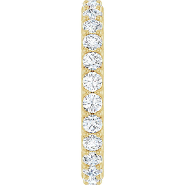 14K Gold Round Natural Diamond Shared-Prong Eternity Band – 2.5 mm Stones (1 3/8–1 1/2 CTW) .0 - Yellow Gold - view 4