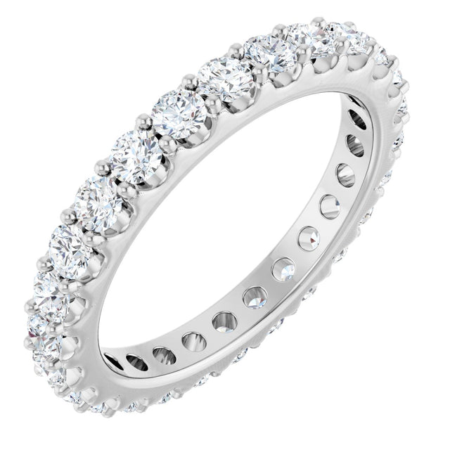 Platinum Round Natural Diamond Shared-Prong Eternity Band – 2.5 mm Stones (1 3/8–1 1/2 CTW) .0