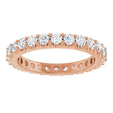 14K Gold Round Natural Diamond Shared-Prong Eternity Band – 2.5 mm Stones (1 3/8–1 1/2 CTW) .0 - Rose Gold - view 3