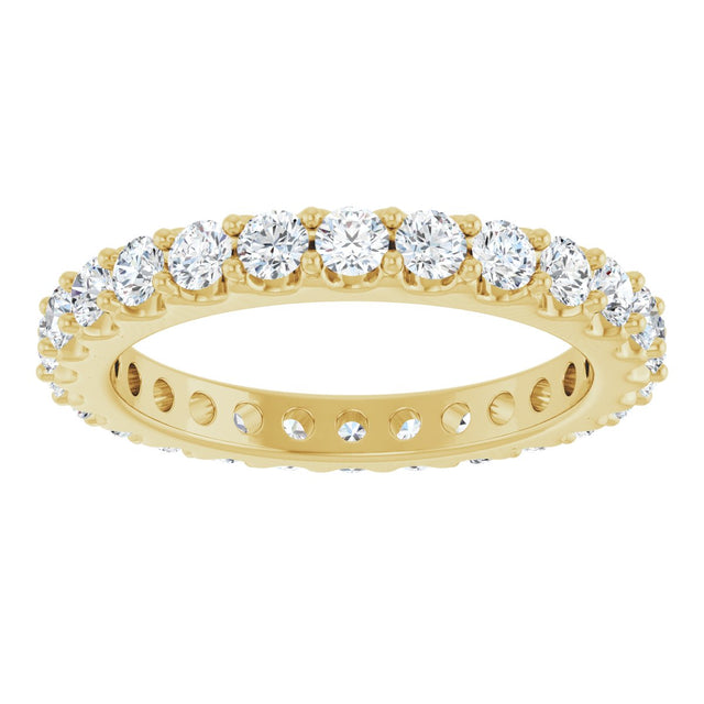 14K Gold Round Natural Diamond Shared-Prong Eternity Band – 2.5 mm Stones (1 3/8–1 1/2 CTW) .0 - Yellow Gold - view 3