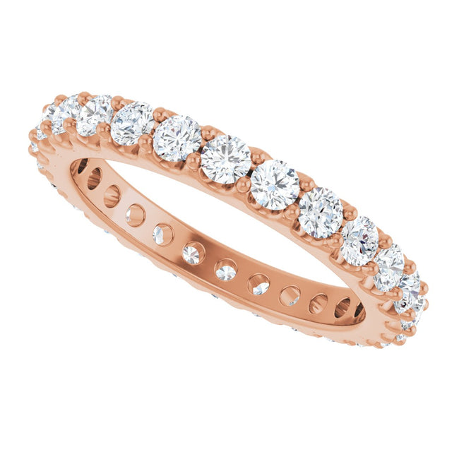 14K Gold Round Natural Diamond Shared-Prong Eternity Band – 2.5 mm Stones (1 3/8–1 1/2 CTW) .0 - Rose Gold - view 5