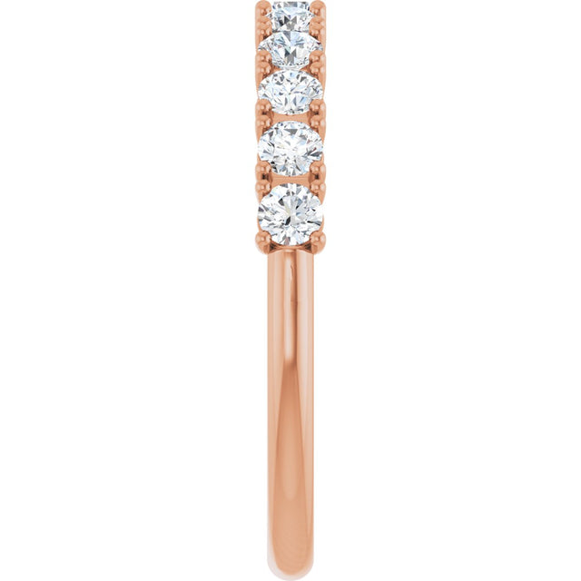 14K Gold Round Lab-Grown Diamond Anniversary Band – 3/8–5/8 CTW - Rose Gold - view 4