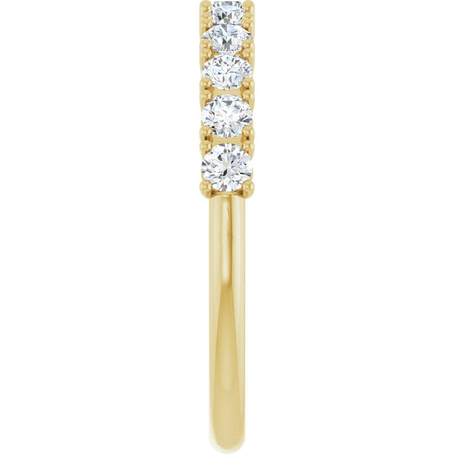 14K Gold Round Natural Diamond Anniversary Band – 1/3–5/8 CTW - Yellow Gold - view 4