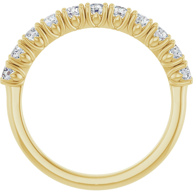 14K Gold Round Natural Diamond Anniversary Band – 1/3–5/8 CTW - Yellow Gold - view 2