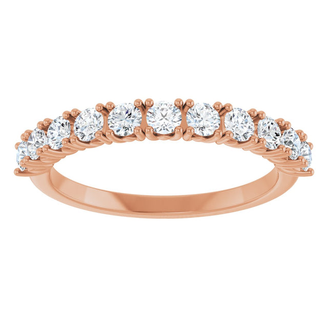 14K Gold Round Natural Diamond Anniversary Band – 1/3–5/8 CTW - Rose Gold - view 3