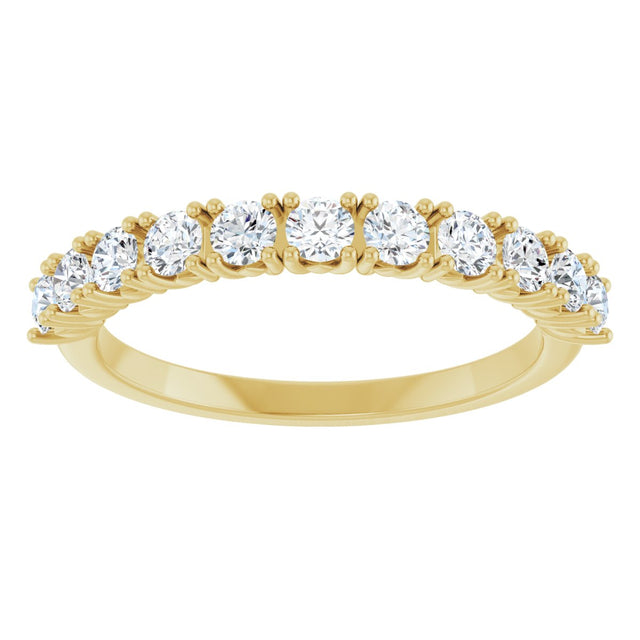 14K Gold Round Natural Diamond Anniversary Band – 1/3–5/8 CTW - Yellow Gold - view 3