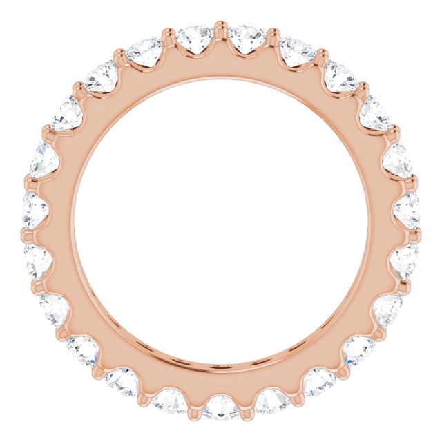 14K Gold Round Natural Diamond Shared-Prong Eternity Band – 2.5 mm Stones (1 3/8–1 1/2 CTW) .0 - Rose Gold - view 2