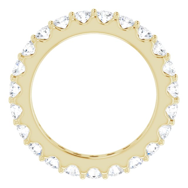 14K Gold Round Natural Diamond Shared-Prong Eternity Band – 2.5 mm Stones (1 3/8–1 1/2 CTW) .0 - Yellow Gold - view 2