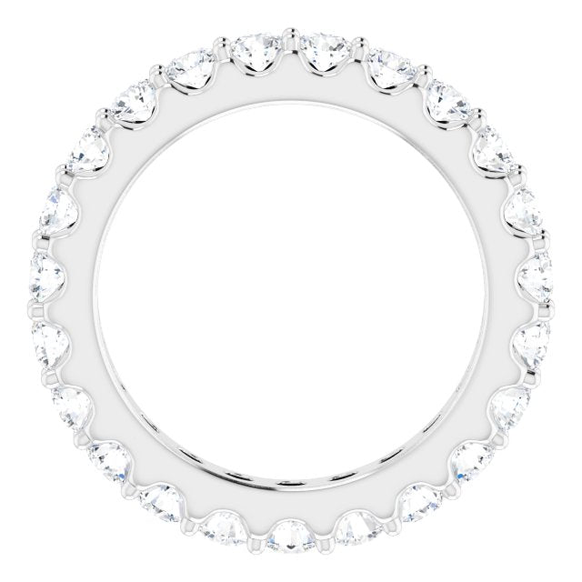 14K Gold Round Natural Diamond Shared-Prong Eternity Band – 2.5 mm Stones (1 3/8–1 1/2 CTW) .0 - White Gold - view 2
