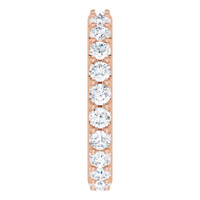 14K Gold Round Natural Diamond Shared-Prong Eternity Band – 2.5 mm Stones (1 3/8–1 1/2 CTW) .0 - Rose Gold - view 4
