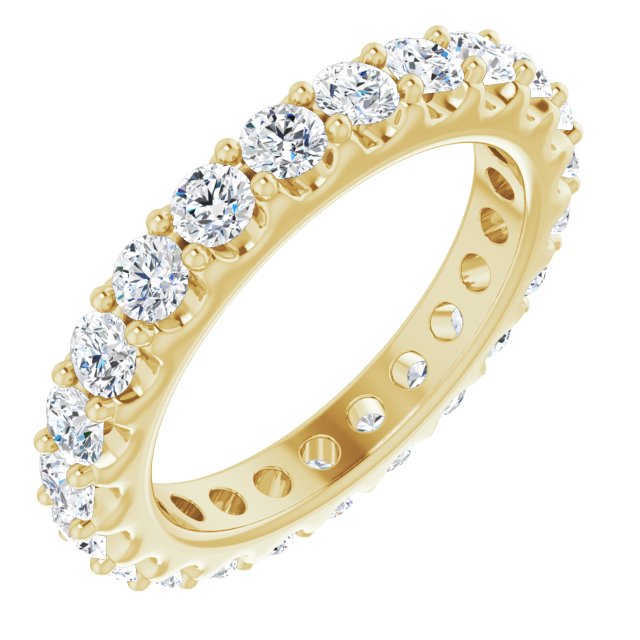14K Gold Round Natural Diamond Shared-Prong Eternity Band – 2.5 mm Stones (1 3/8–1 1/2 CTW) .0 - Yellow Gold