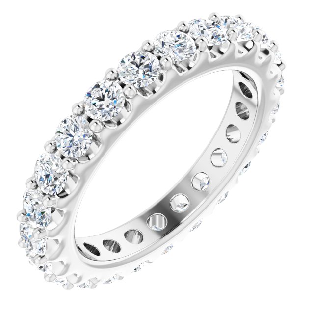 14K Gold Round Natural Diamond Shared-Prong Eternity Band – 2.5 mm Stones (1 3/8–1 1/2 CTW) .0 - White Gold