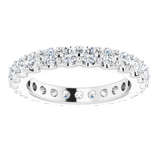 14K Gold Round Natural Diamond Shared-Prong Eternity Band – 2.5 mm Stones (1 3/8–1 1/2 CTW) .0 - White Gold - view 3