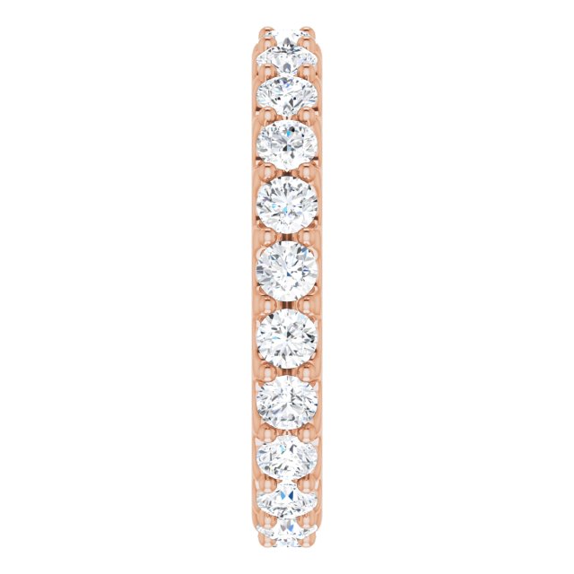 14K Gold Round Natural Diamond Shared-Prong Eternity Band – 2.5 mm Stones (1 3/8–1 1/2 CTW) .0 - Rose Gold - view 4