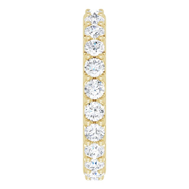 14K Gold Round Natural Diamond Shared-Prong Eternity Band – 2.5 mm Stones (1 3/8–1 1/2 CTW) .0 - Yellow Gold - view 4