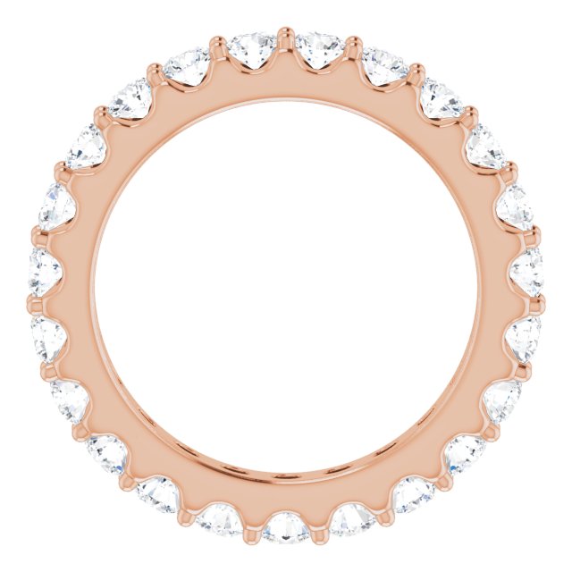 14K Gold Round Natural Diamond Shared-Prong Eternity Band – 2.5 mm Stones (1 3/8–1 1/2 CTW) .0 - Rose Gold - view 2