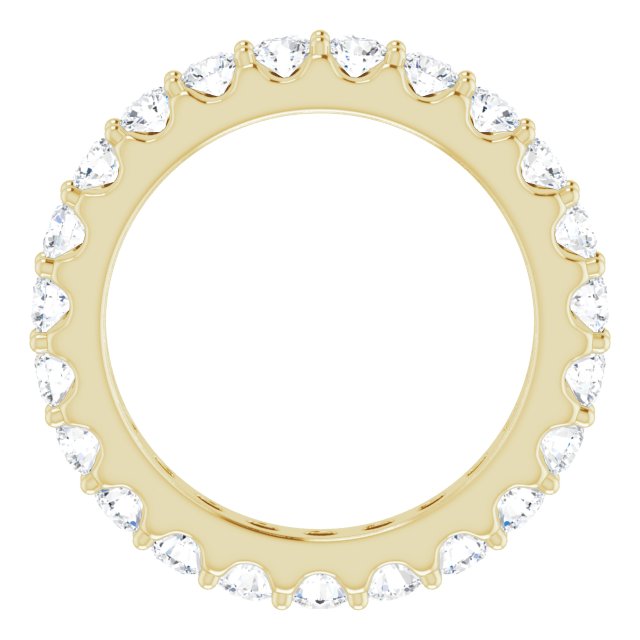 14K Gold Round Natural Diamond Shared-Prong Eternity Band – 2.5 mm Stones (1 3/8–1 1/2 CTW) .0 - Yellow Gold - view 2