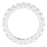 14K Gold Round Natural Diamond Shared-Prong Eternity Band – 2.5 mm Stones (1 3/8–1 1/2 CTW) .0 - White Gold - view 2