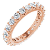 14K Gold Round Natural Diamond Shared-Prong Eternity Band – 2.5 mm Stones (1 3/8–1 1/2 CTW) .0 - Rose Gold