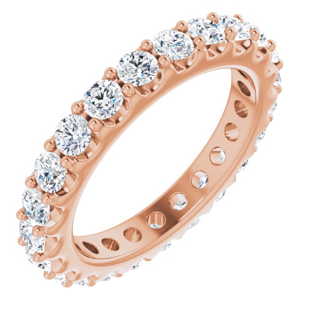 14K Gold Round Natural Diamond Shared-Prong Eternity Band – 2.5 mm Stones (1 3/8–1 1/2 CTW) .0 - Rose Gold