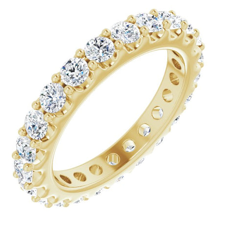 14K Gold Round Natural Diamond Shared-Prong Eternity Band – 2.5 mm Stones (1 3/8–1 1/2 CTW) .0 - Yellow Gold