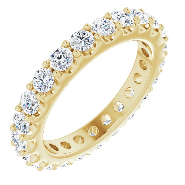14K Gold Round Natural Diamond Shared-Prong Eternity Band – 2.5 mm Stones (1 3/8–1 1/2 CTW) .0 - Yellow Gold