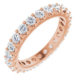 14K Gold Round Natural Diamond Shared-Prong Eternity Band – 2.5 mm Stones (1 3/8–1 1/2 CTW) .0 - Rose Gold
