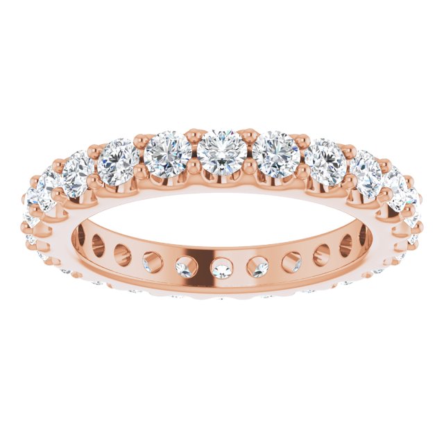 14K Gold Round Natural Diamond Shared-Prong Eternity Band – 2.5 mm Stones (1 3/8–1 1/2 CTW) .0 - Rose Gold - view 3
