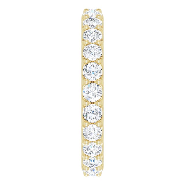 14K Gold Round Natural Diamond Shared-Prong Eternity Band – 2.5 mm Stones (1 3/8–1 1/2 CTW) .0 - Yellow Gold - view 4